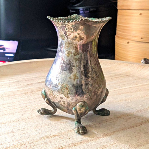 Small silver plate footed bud - small,