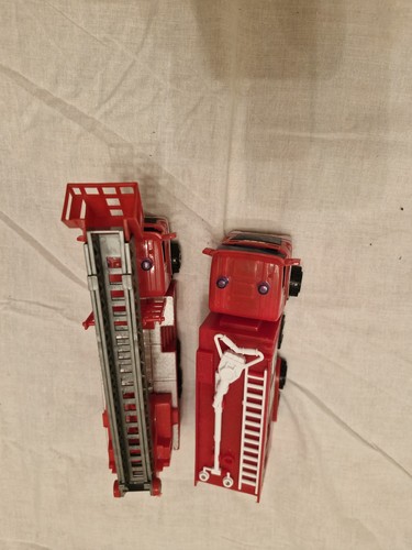 Red plastic fire engine toy - red,