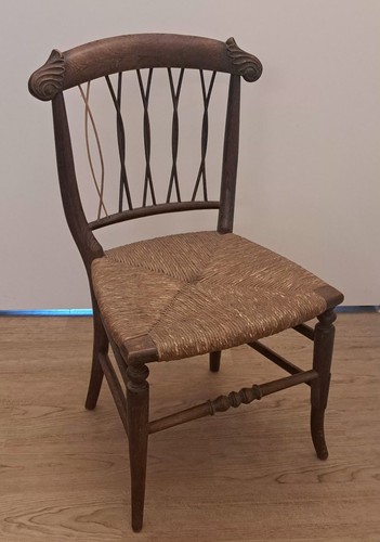 Vintage wooden woven rush - vintage,