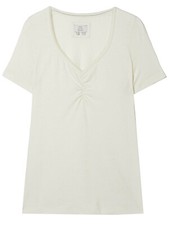 Fat Face Women's Ivory Gathered Lace Trim Rosa Short Sleeve Pyjama T-Shirt