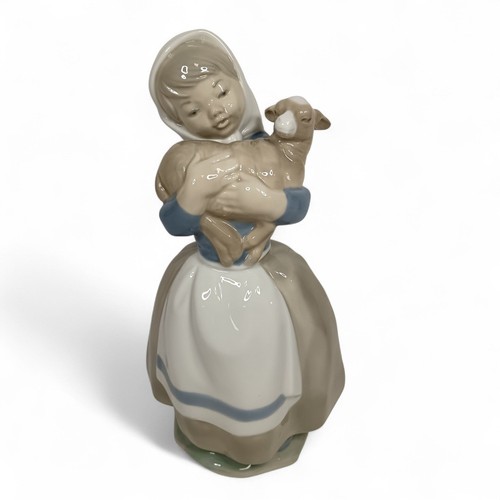 Nao lladro girl with lamb - by,