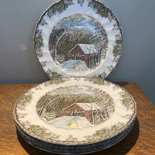 "The Covered Bridge" The Friendly Village by Johnson Brothers 10.5" Dinner Plate