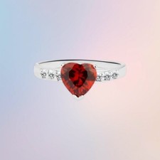 Sterling Silver Red Cubic