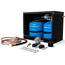 DOUBLE 904/907 CAMPING GAZ STEEL GAS LOCKER KIT - BULKHEAD REGULATOR (BLACK)