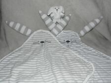 Mothercare bunny comforter soft toy TWO grey rabbitt blankie stripe