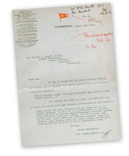 TITANIC MEMORABILIA  LETTER SENT TO BOARD OF TRADE 15 APR SAYING NO LOSS OF LIFE