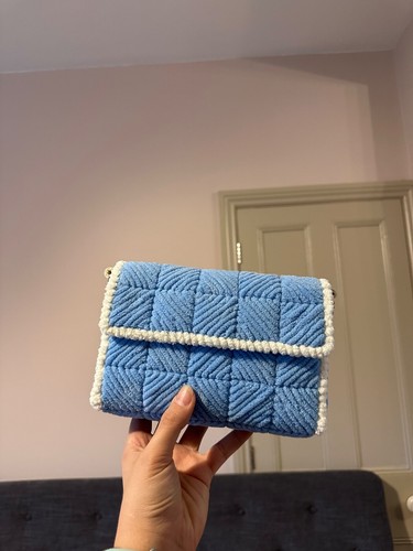 Handmade blue yarn shoulder - yarn,