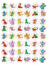 48 MINI DRAGON DRAGONS CUPCAKE TOPPER ICING EDIBLE FAIRY CAKE BUN TOPPERS