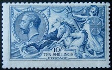 GV Sg.412 10/- blue De-la-rue