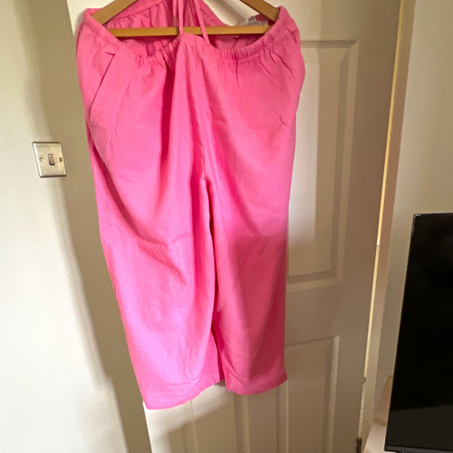 Pink linen trousers - m&s, 22