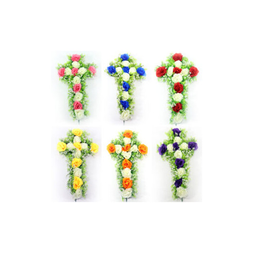 Artificial rose cross funeral - artificial,