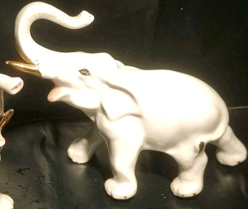 Porcelain elephant gold tusks - porcelain,