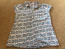 White Stuff Pin Tuck 100% Cotton Top. Collared. Blue Bird. Size 14
