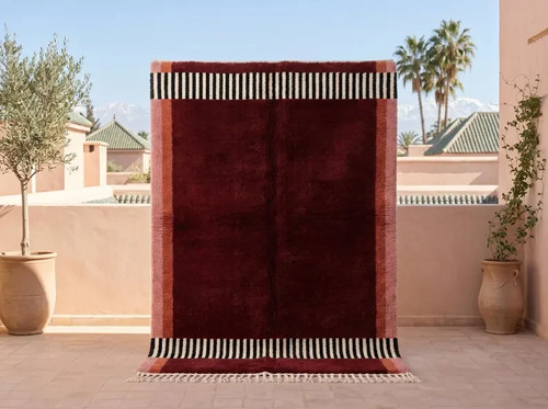 Burgundy moroccan beni ourain - burgundy,