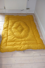 Antique mustard yellow Feather Eiderdown Quilt, delightful, vintage and retro