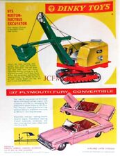 DINKY Toys Ruston-Bucyrus Excavator & Plymouth Fury Car ADVERT 1963 Print 676/32