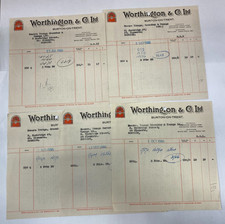 WORTHINGTON & Co BURTON-ON-TRENT BREWERY 1946 5 INVOICE YOUNGS CRAWSHAY NORWICH