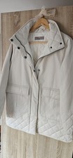 Paul Costelloe Dunnes Cream Quilted Zipup Jacket High Collar Front Pockets UK 12