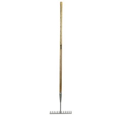 JCB 12 Teeth Heritage Garden Rake, Heavy-duty Carbon Steel and Ash Wood Shaft