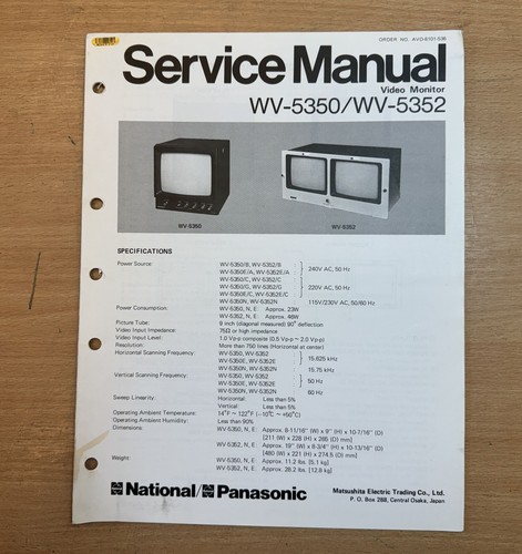 Panasonic 5350 5352 - panasonic, wv-5350/wv-5352