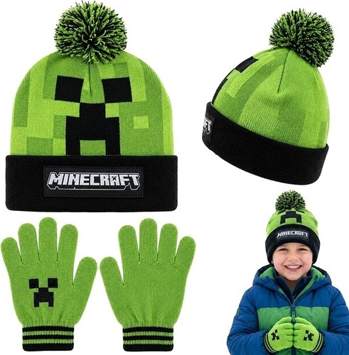 Minecraft kids knitted bobble - minecraft,