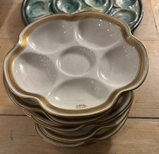 Set of 6 White & Gilt English