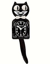 Classic Black Kit Cat Clock Tail Swingable Wall Clock Art Decor UK