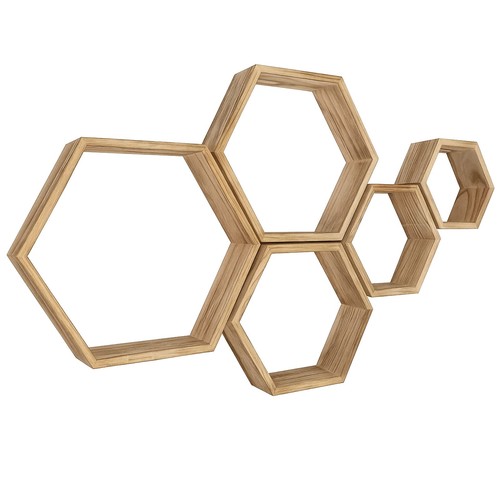 5pcs hexagon floating - hexagon, shelves