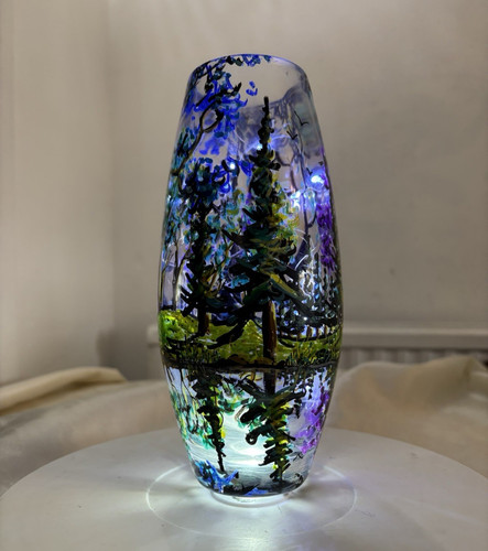 Hand painted art glass vase - hand,