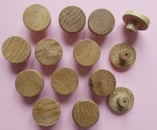 10x DEFECT OAK Solid Wood Lacquered Wooden KNOBS 35mm handle drawer cupboard