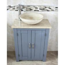 Grey Painted Bathroom Vanity Unit | Slimline Travertine Worktop & Basin