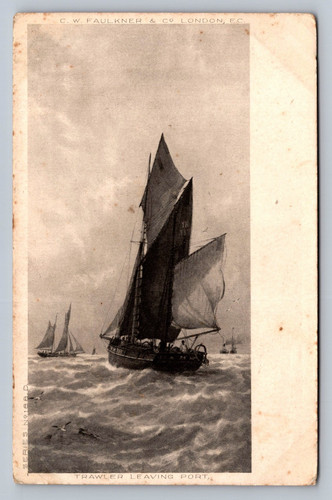 Postcard trawler leaving - postcard,