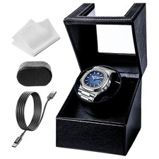 Electric Automatic Watch Winder Rotation Storage Case Wooden Display Box