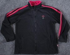 Wales Rugby WRU Official Merchandise Fleece Jacket / Black Red / Age 13-14 Years
