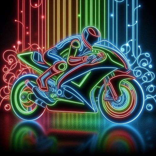 Neon motorbike motorcycle - motorbike,