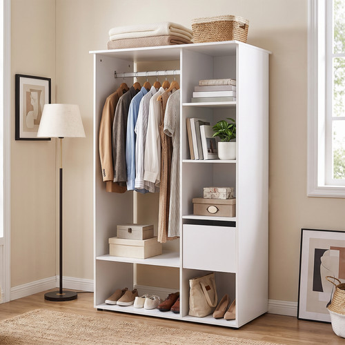 Open wardrobe clothes rail - wardrobe,