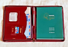 Vintage Dark Red Leather Writing Folder / Case with Calendar & Address Book 70s?