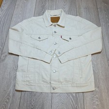 Levi's Premium - The Linen + Denim Trucker Jacket Size Medium Cream Big 'E'