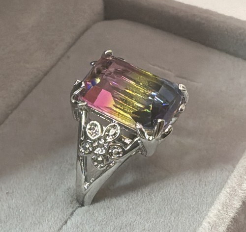Watermelon tourmaline ring - watermelon,