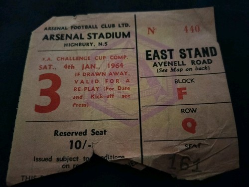 Vintage match ticket arsenal - vintage,