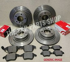 FOR AUDI A3 1.9 TDI E SPORT MK2 FRONT & REAR GROOVED DISCS WITH BREMBO PADS SETS