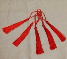 5 x Bright Red Craft Tassels 13cm Beading, Jewellery, Bookmark, Sewing, Zip Pull