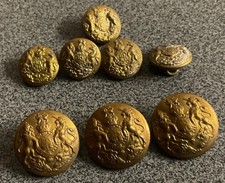8 X ORIGINAL WWI/WWII BRITISH ARMY GENERAL SERVICE GILT METAL BUTTONS,25 mm,15mm