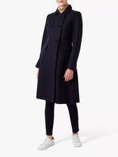 Hobbs Corrine Tailored Double Breasted Coat Navy Size 10 Petite