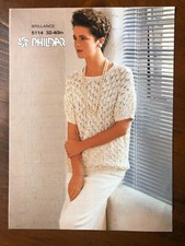 Phildar 5114 knitting pattern ladies 4 ply lace pattern short sleeve sweater