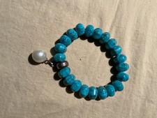 Thomad Sabo dyed turquoise howlite and pearl bracelet excellent condition