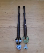 2 Wood Lace Bobbins. Brown