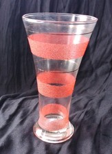1 Retro Vintage Red Sugar Frosted Highball Lager Water Glass Mid Century Modern