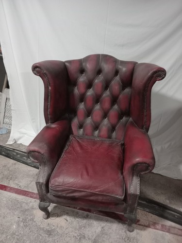 Oxblood leather chesterfield - oxblood,