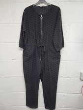 Zara Black Broderie Anglaise Crop Leg Jumpsuit Zip Front Size Large.PBF
